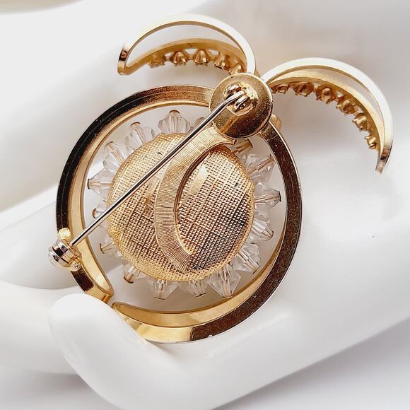 Vintage Aurora Borealis Crystal Fruit Brooch – Rhinestone Beaded Mid Century - Picture 6 of 10